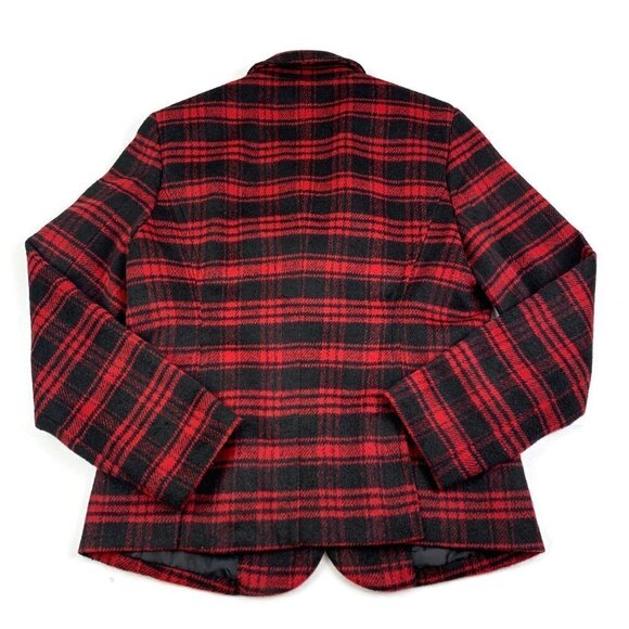 Talbots Wool Blend Red/Black Plaid Blazer Women's Size 10 Petite - Picture 4 of 8